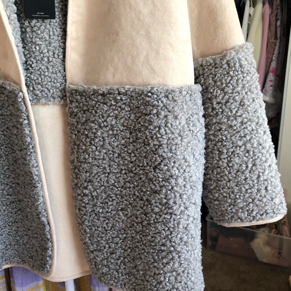 Lucky Brand Nude and Gray Suede Sherpa Jacket - Picture 8 of 8